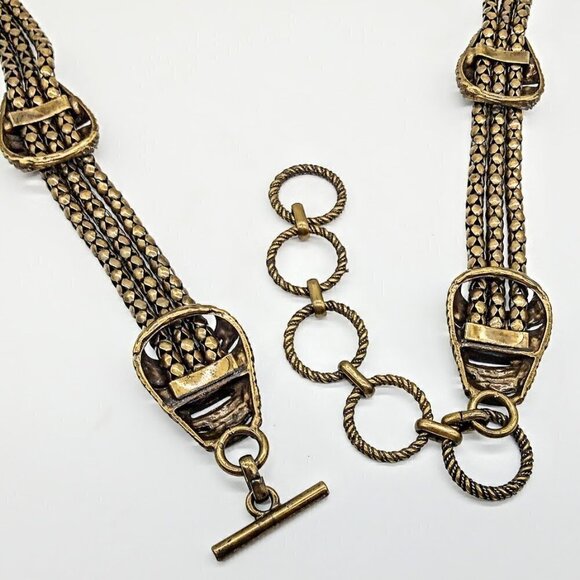Vintage Triple Strand Metal Snake Chain Toggle Close Belt main image 2
